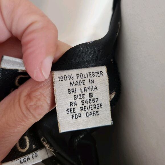 Vtg Y2K Lingerie Cacique Slip Dress Sz Small Womens Satin Maxi Geometric Black - Picture 10 of 11